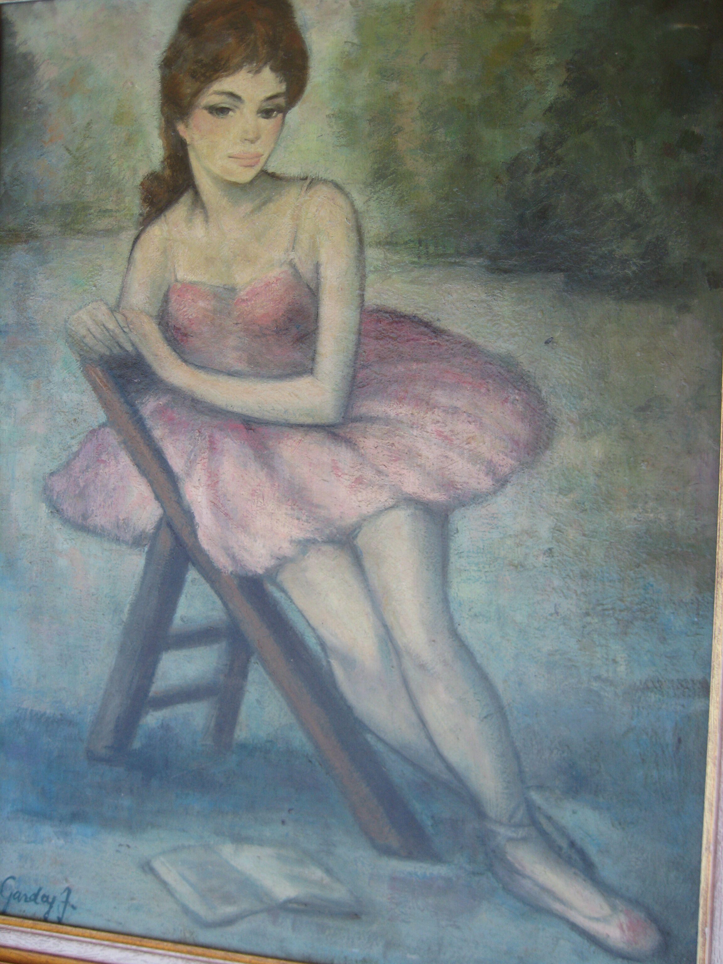 Old painting, oil on panel, dancer, signed garday