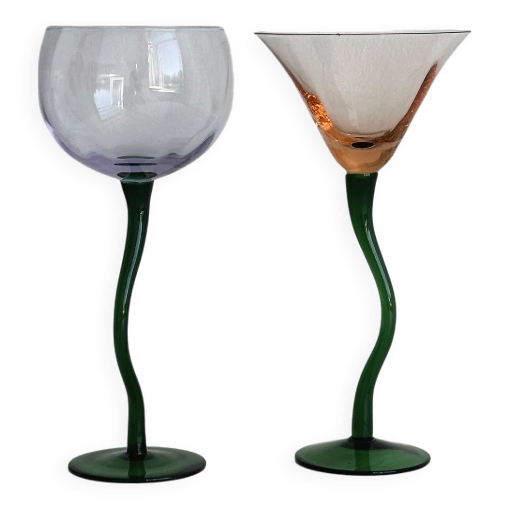 Duo of blown glasses