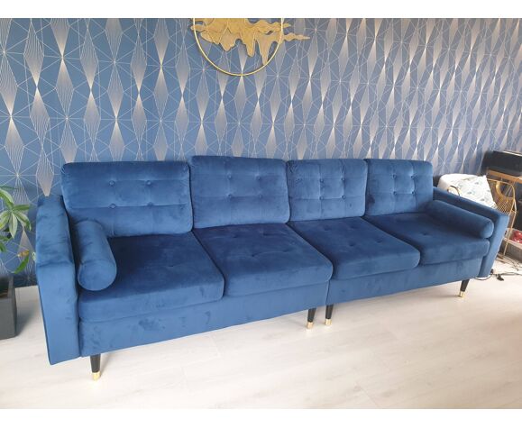 Blue velvet sofa aldo daniel hetcher home