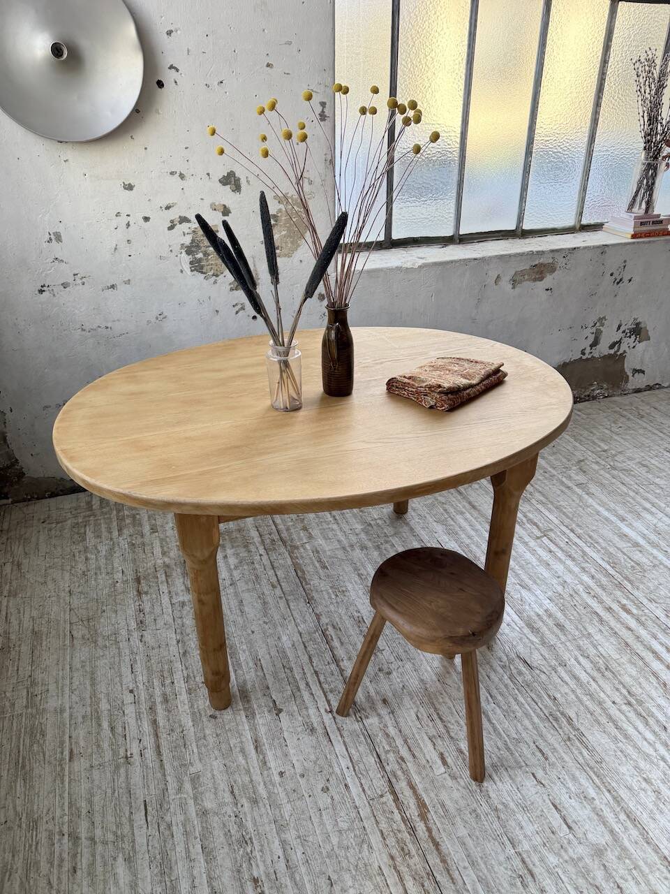 Oval farmhouse table oak 1960