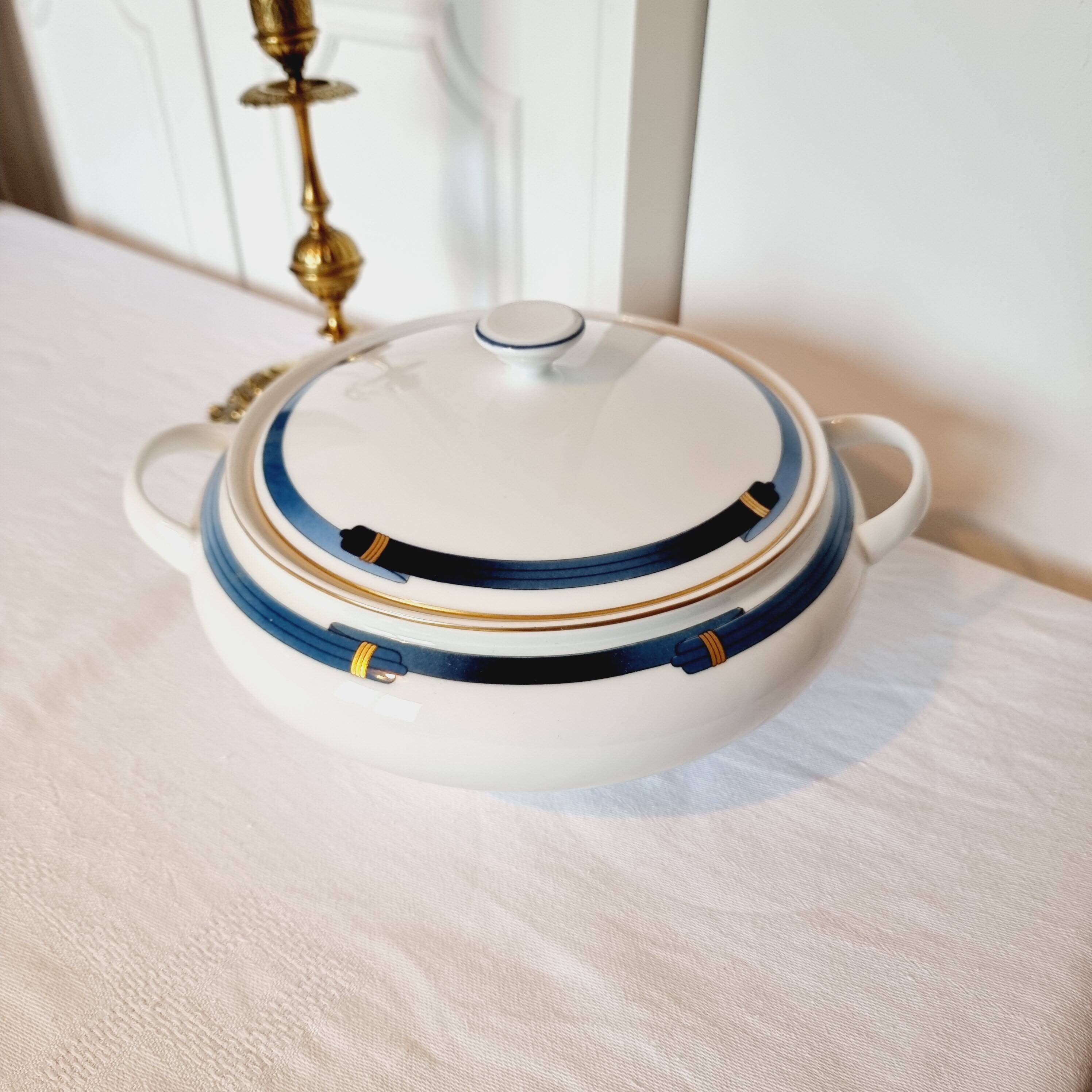 Christofle Pavillon soup tureen for Limoges Model Iriana Blue