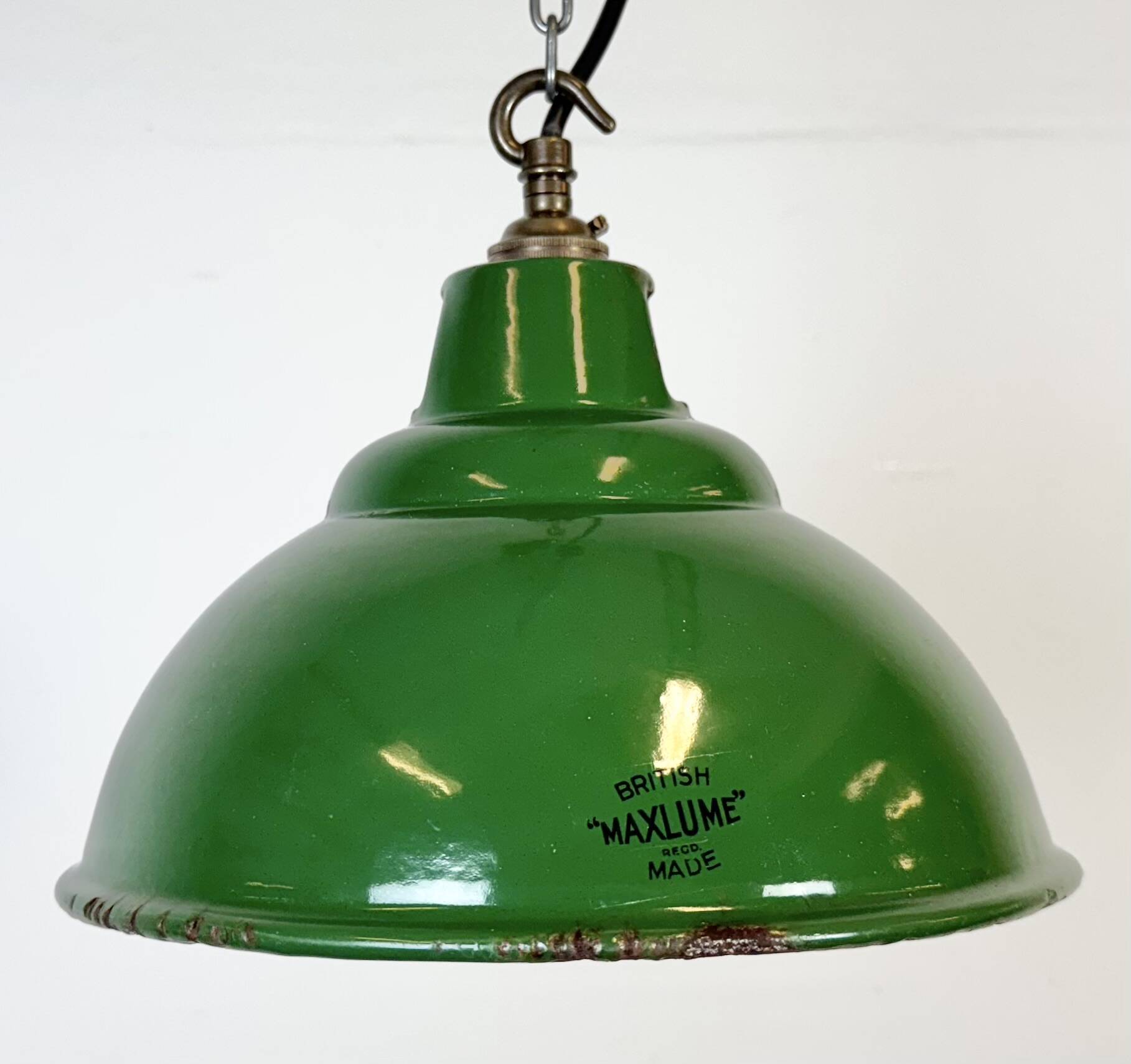 Industrial Green Enamel Factory Pendant Lamp from Maxlume, 1960s