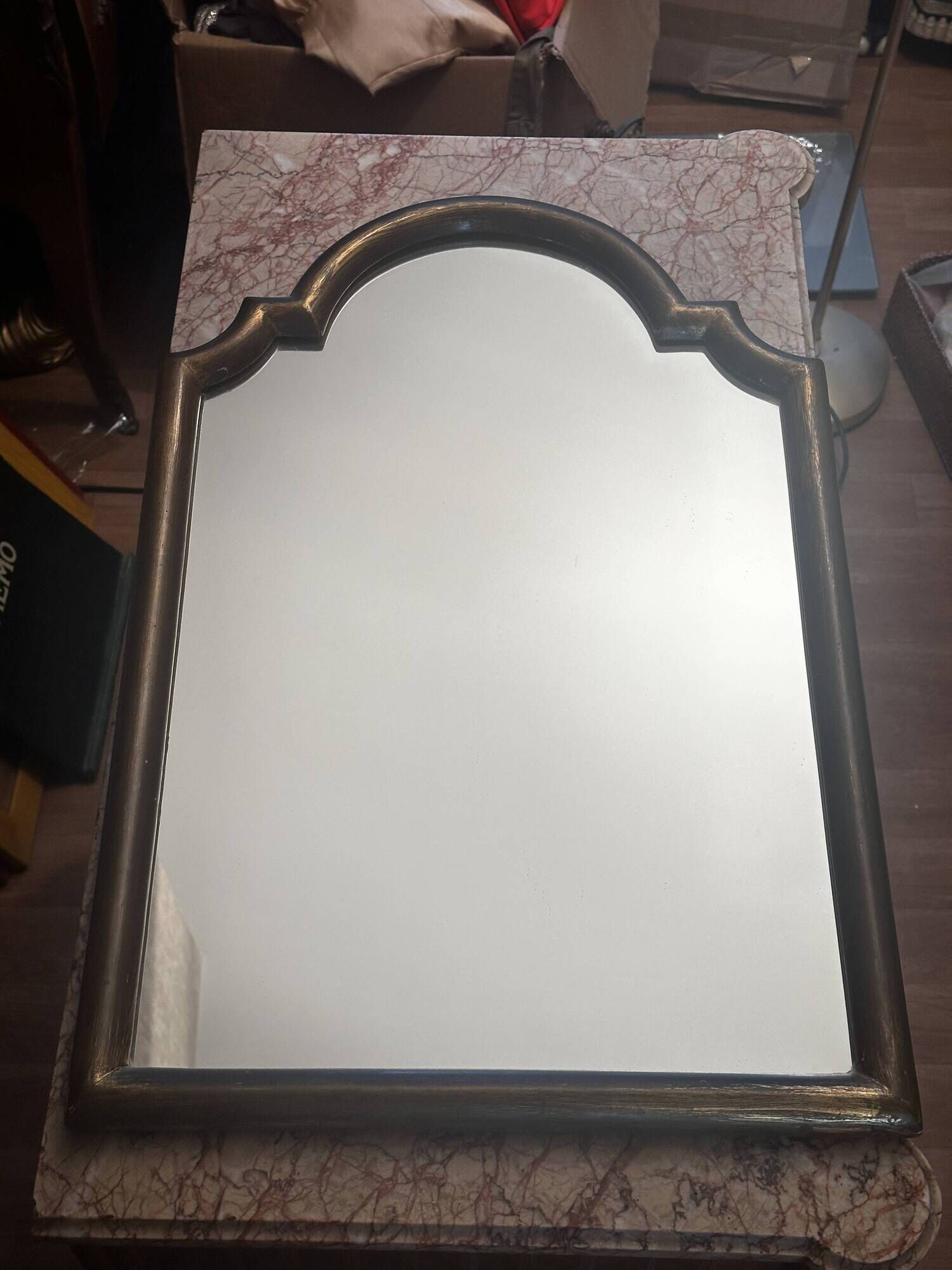 Antique gilded wooden mirror called gendarme hat h 64 / l 43.5 cm