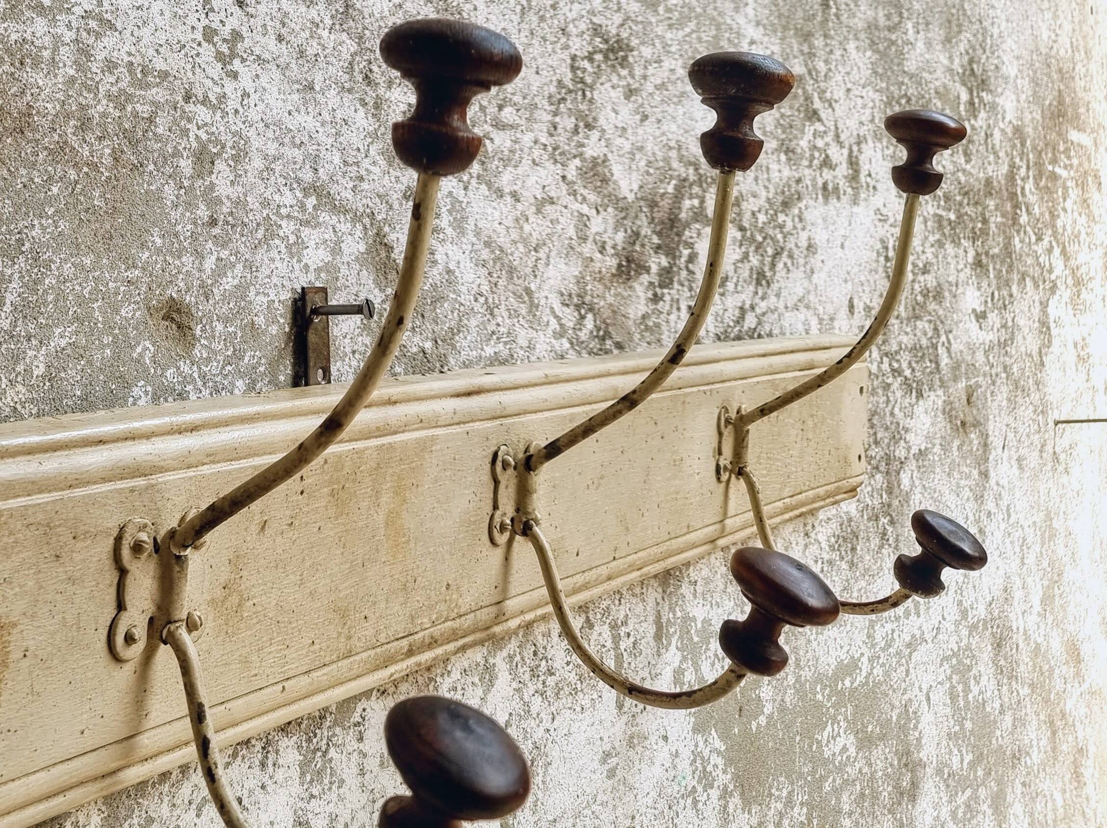Antique wall coat rack 120 cm French