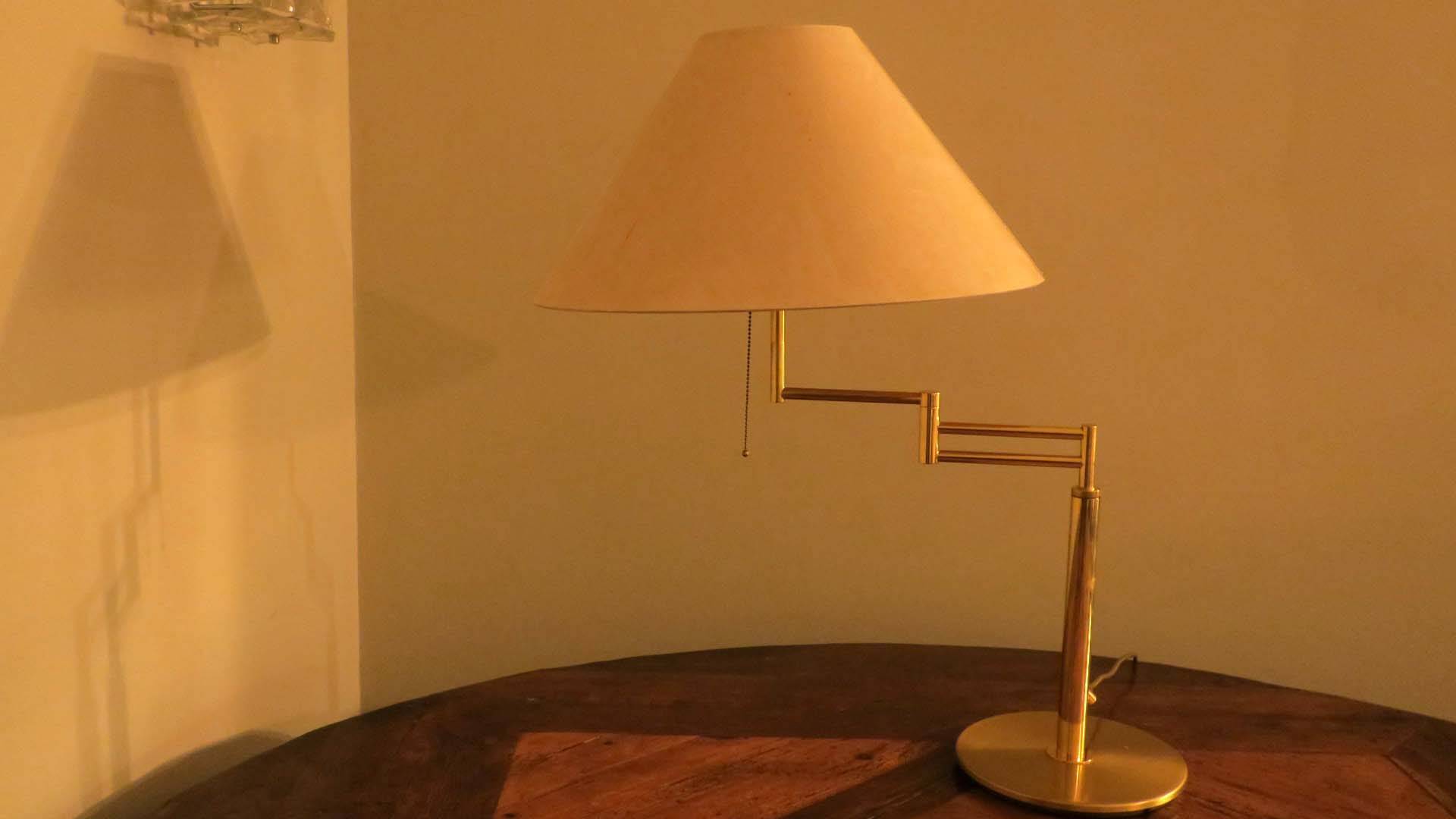Relux Milano multi-adjustable brass table lamp, Italy 1970s