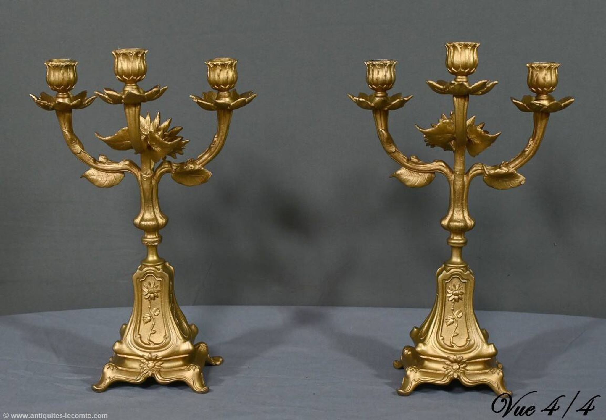 Paire de candélabres en régule doré et onyx – 1940