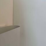 Pair of vintage wall lights, curved white metal, France 1980