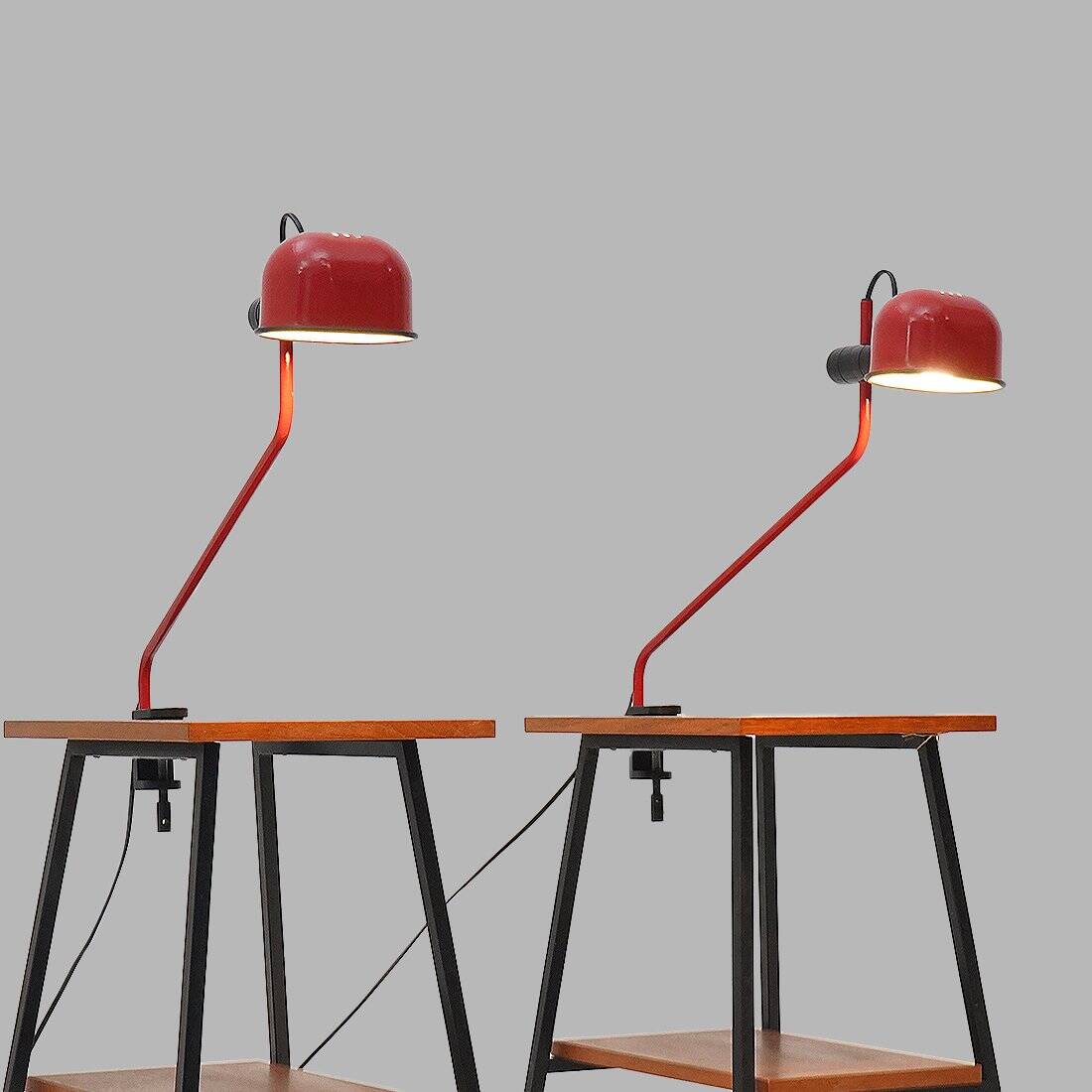 Lampe à pince métallique rouge de F. Fabbian, années 1980