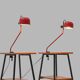 Lampe à pince métallique rouge de F. Fabbian, années 1980
