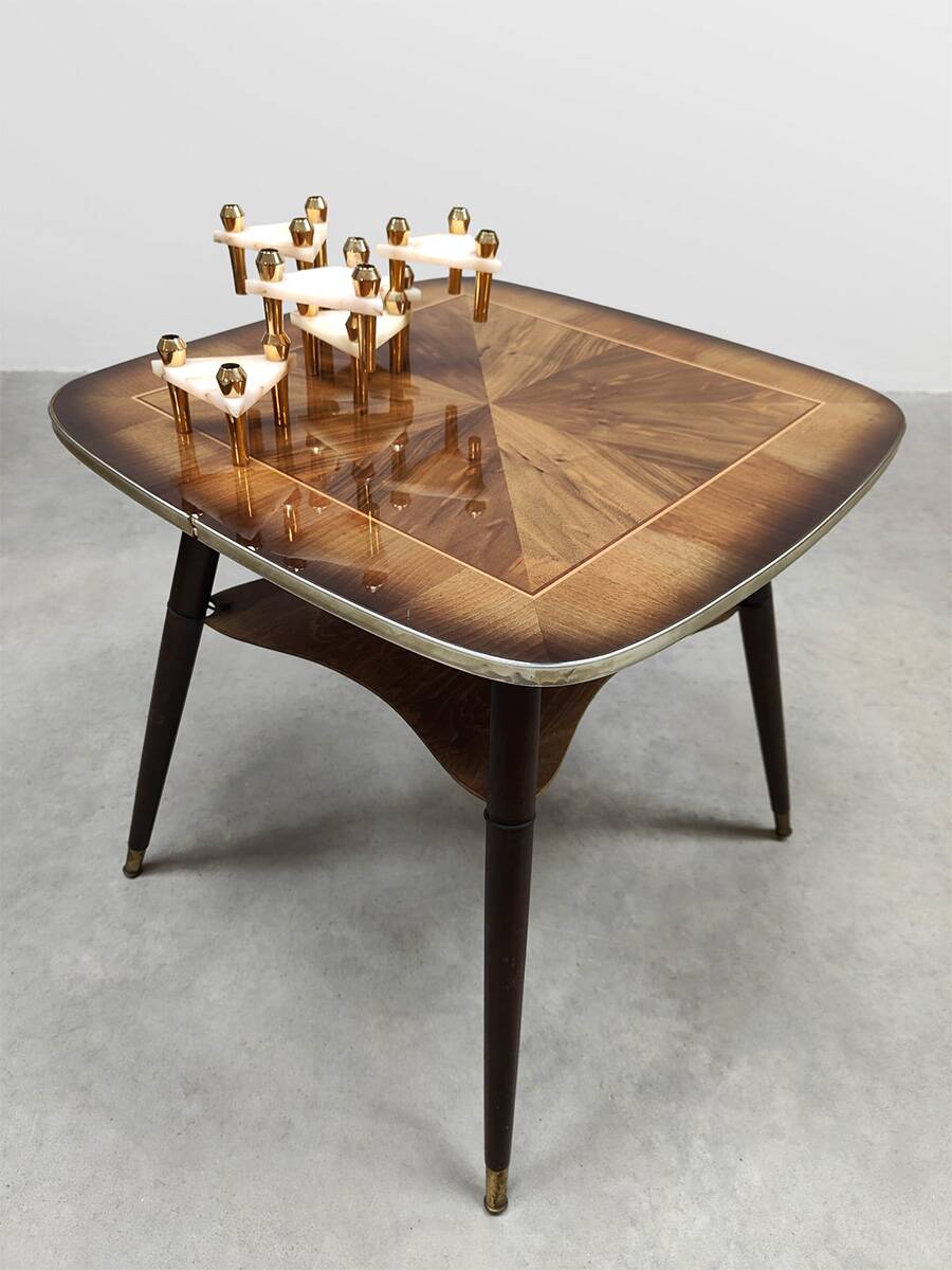 Vintage fifties wooden side table 'Art deco style'