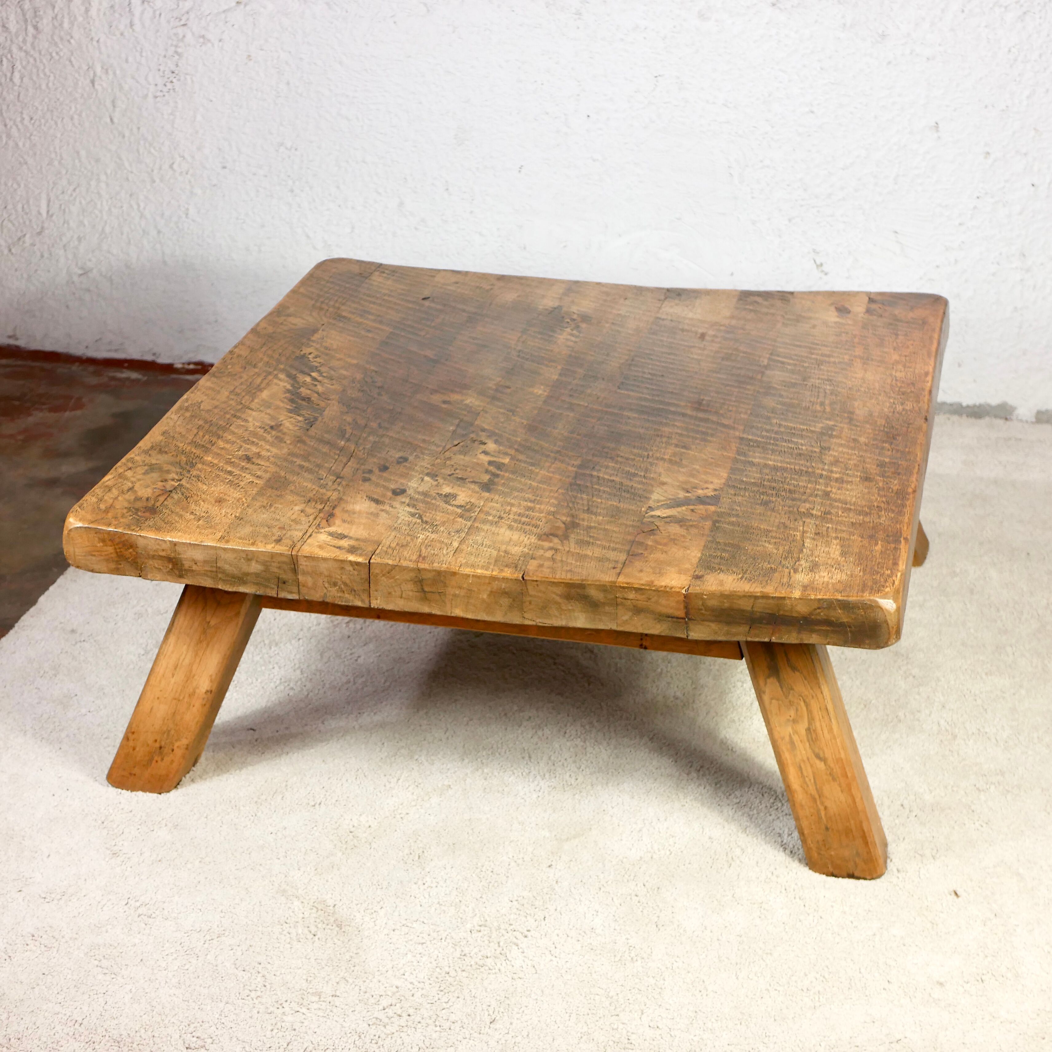 Brutalist solid oak coffee table