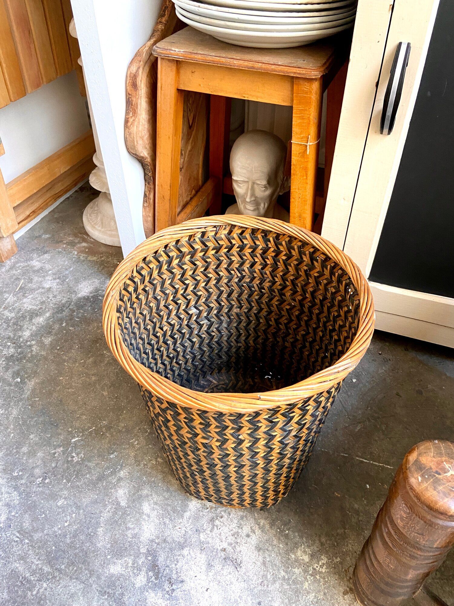 Braided rattan basket