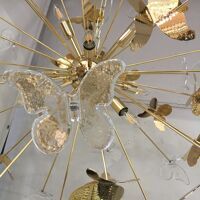 Brass and Murano glass chandelier