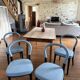 Set of 4 Göteborg chairs by Erik Gunnar Asplund for Cassina, blue leather.