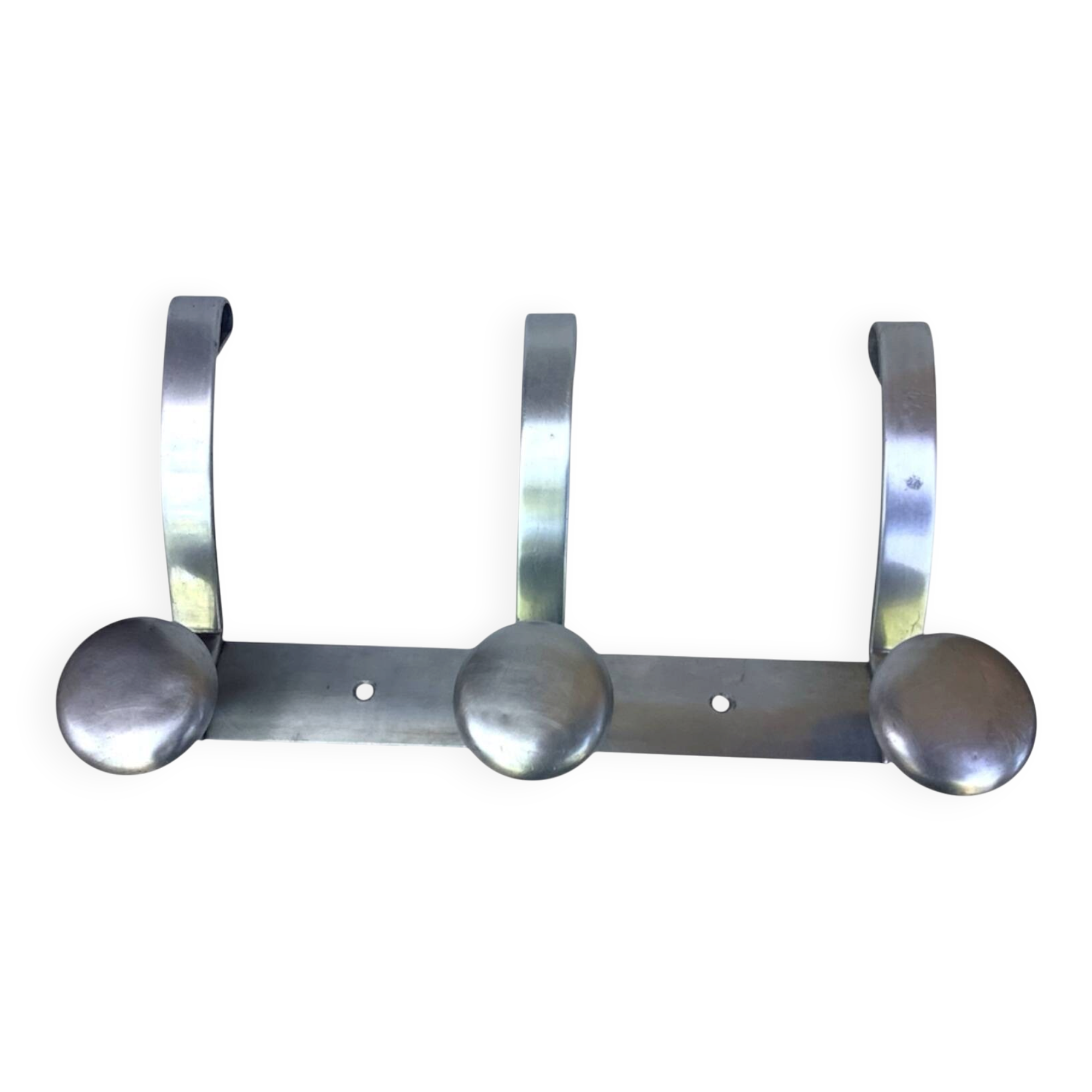 Vintage wall-mounted coat rack in brushed aluminium – minimalist design year
