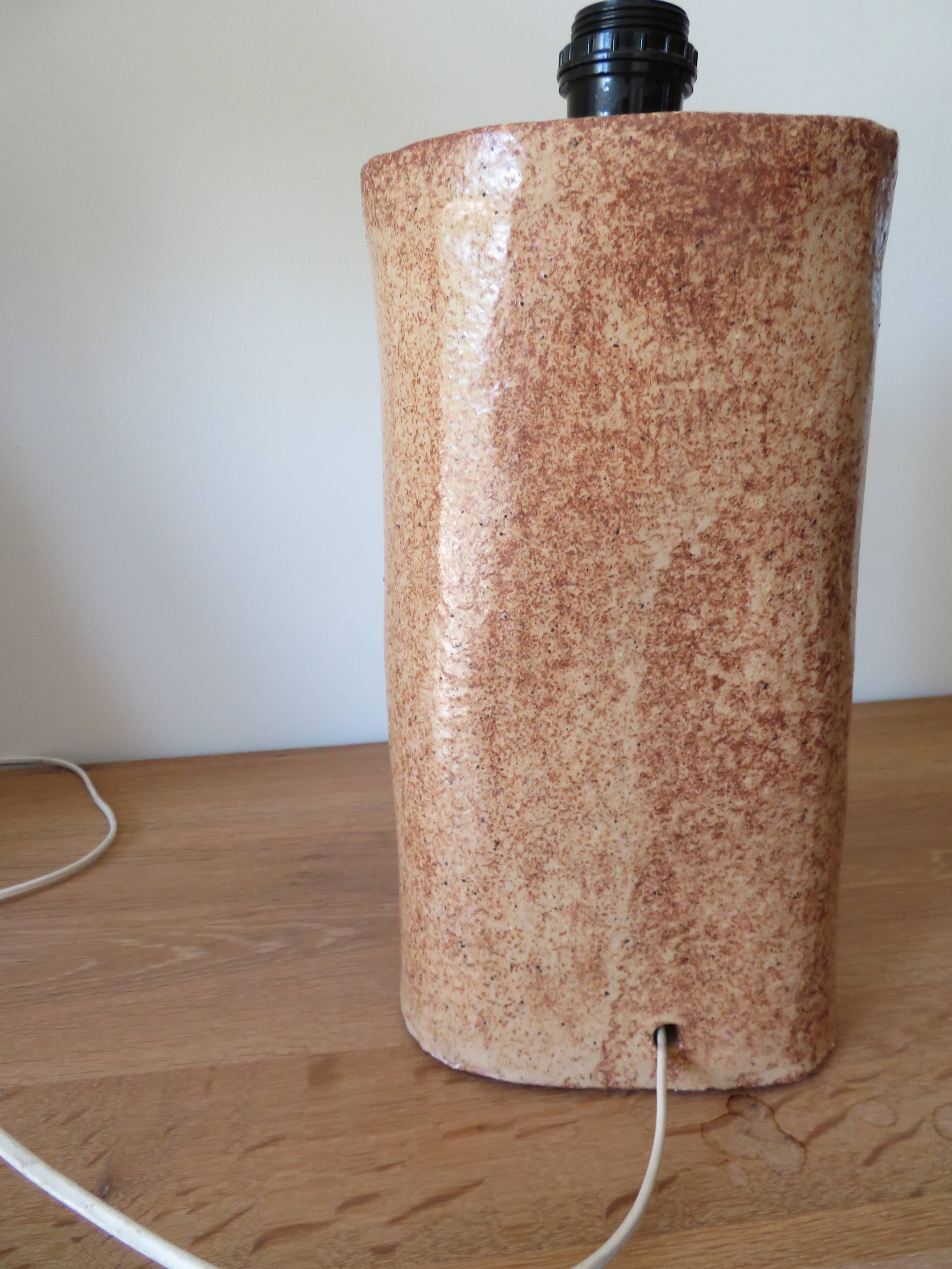 Large vintage glazed terracotta lamp base