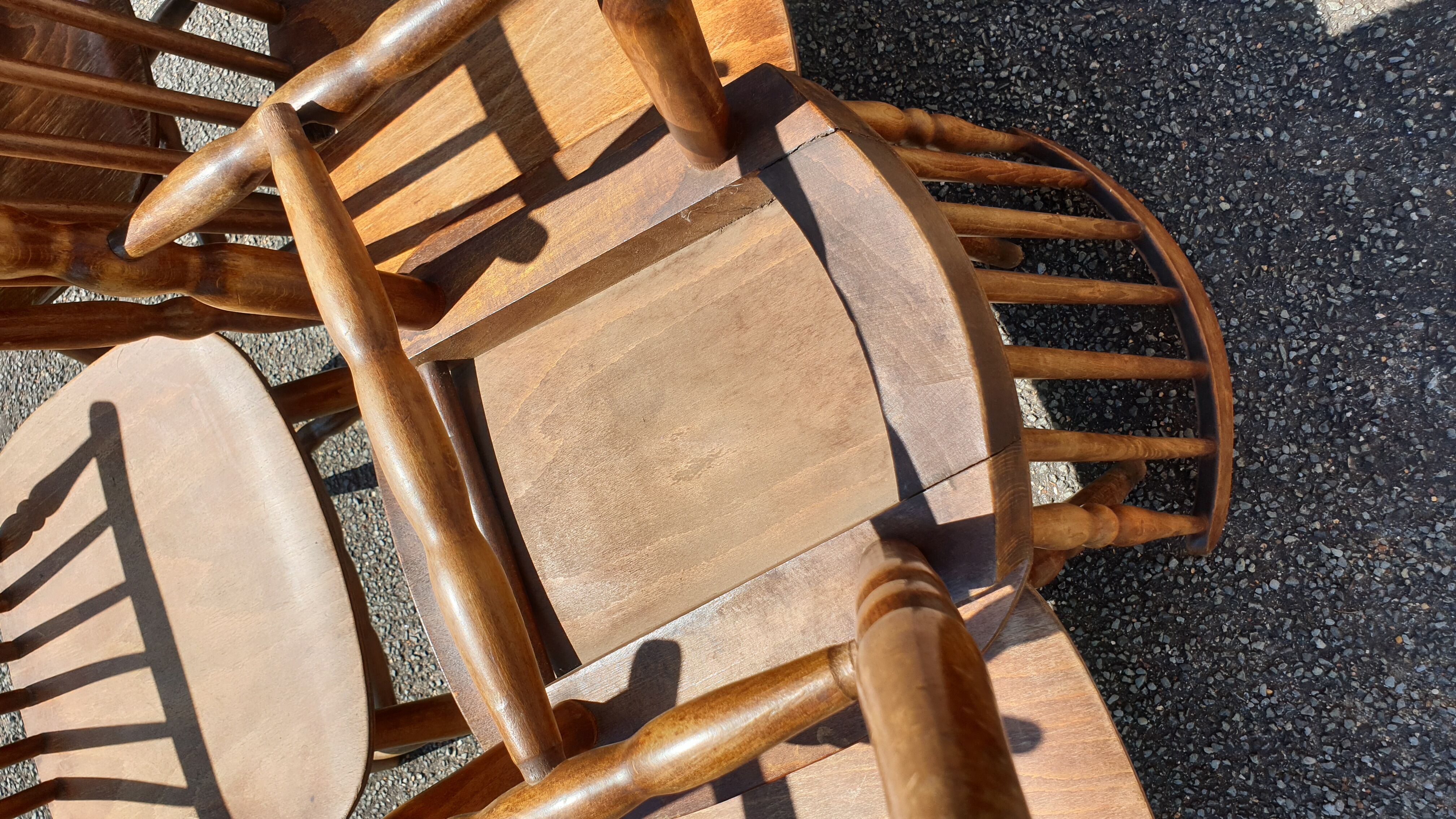 6 seventies wood comb chairs