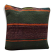 Handmade green purple wool cushion cover traditional kilim scatter pillow- 40x40cm