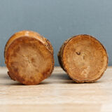 Pair of brutalist coquetiers in solid wood