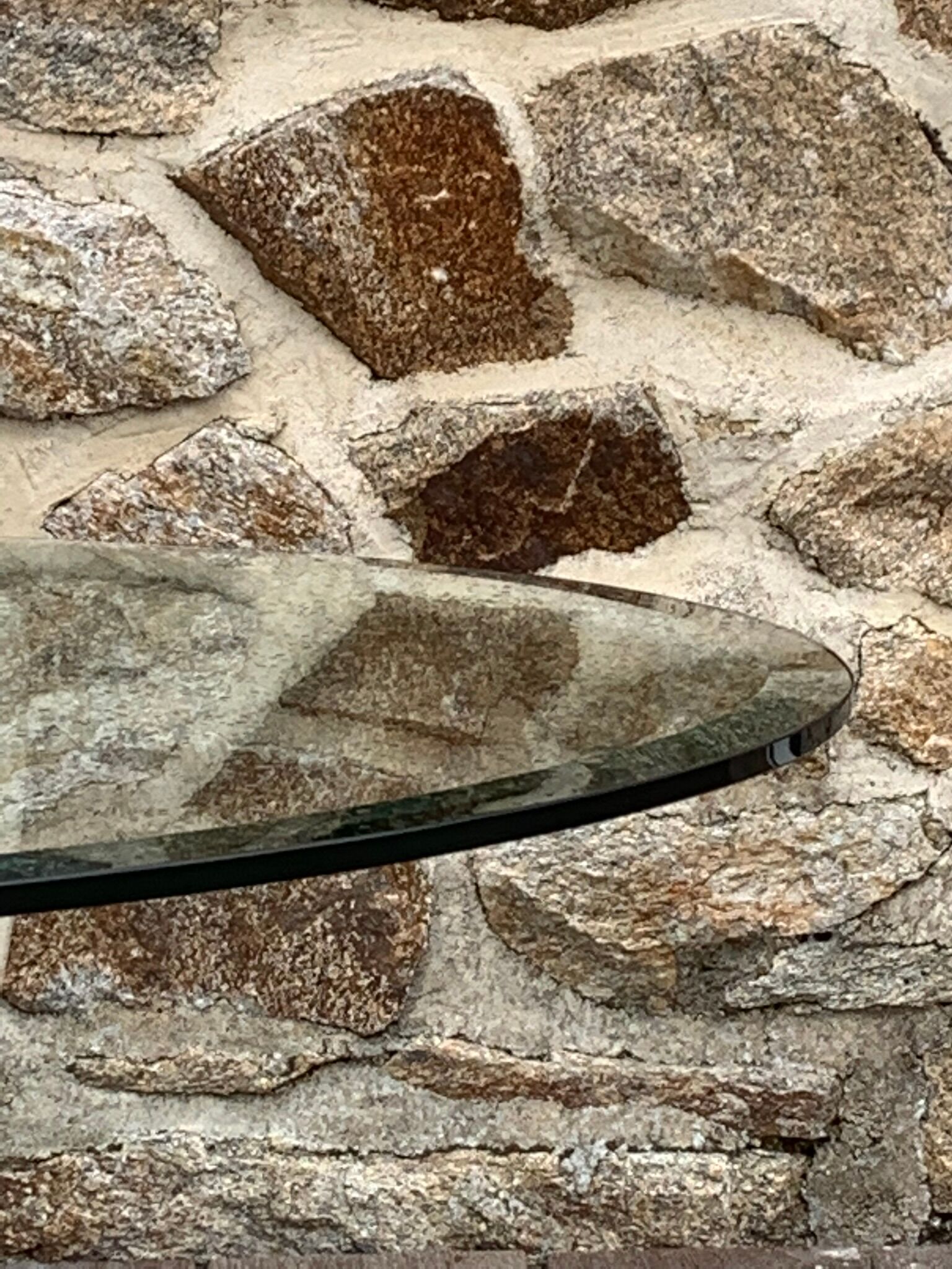 Trendy coffee table in glass and travertine