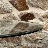 Trendy coffee table in glass and travertine