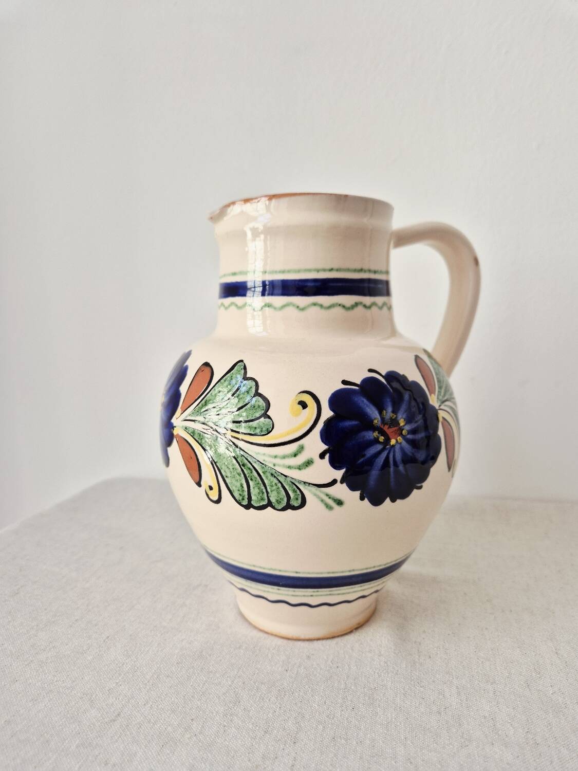 Water jug, vintage stoneware vase in Portuguese style.