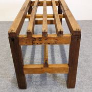 Wooden slatted display bench or support, France circa 1960.