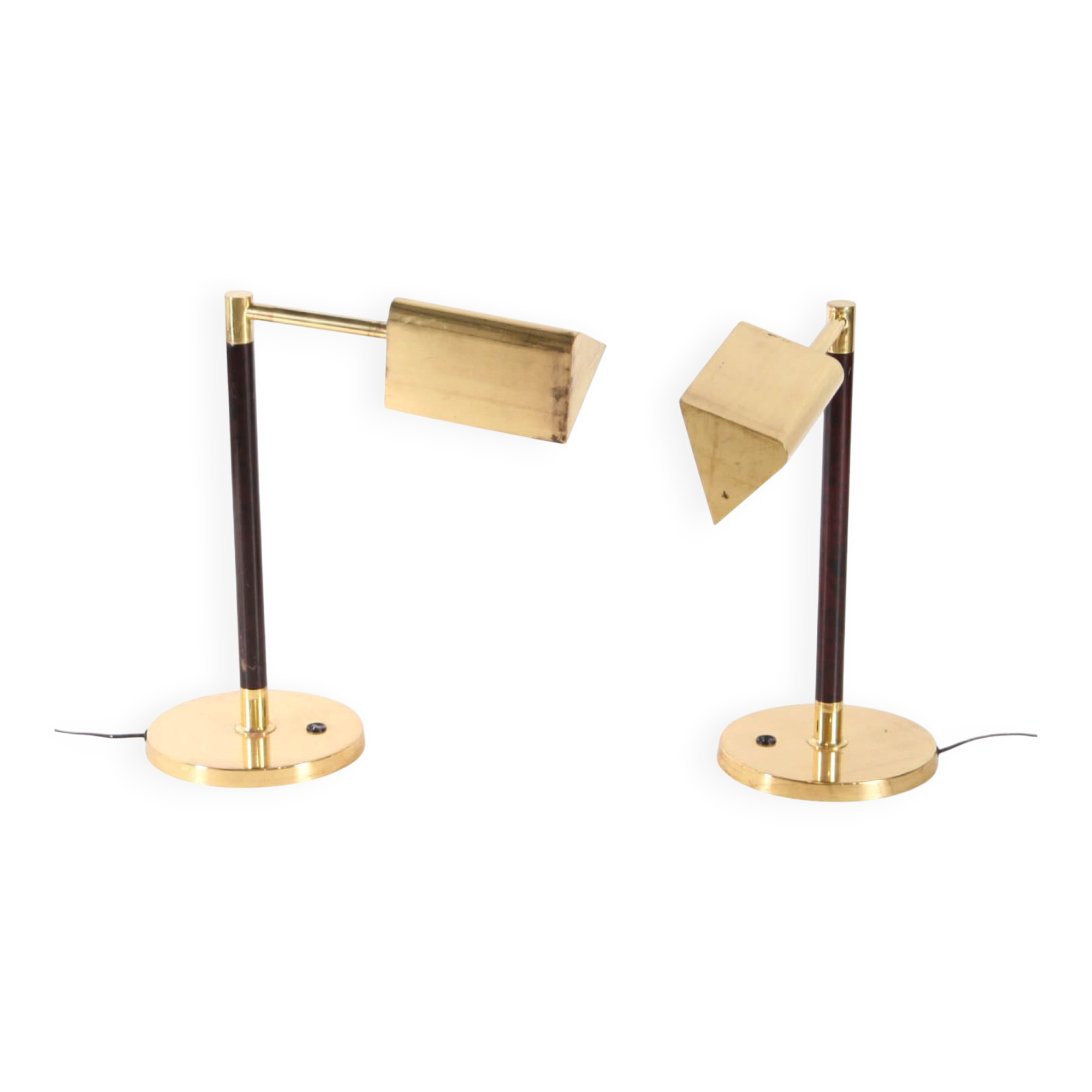 Brass and wood lamps