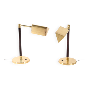 lampes en laiton et bois