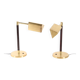 Brass and wood lamps