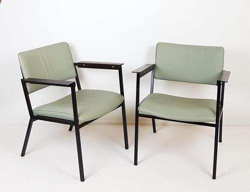 Set of 2 armchairs in imitation mint green leather