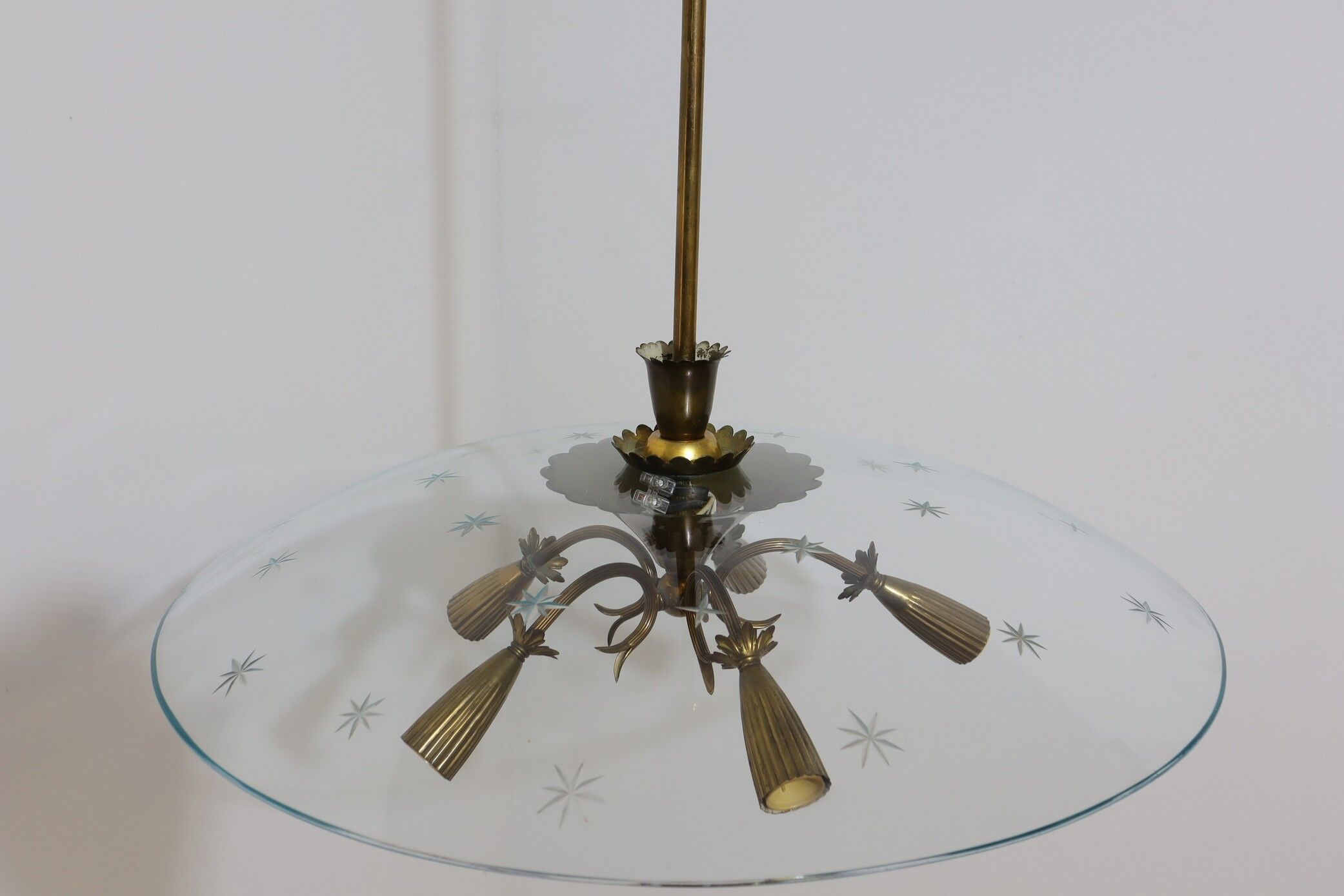 Mid-Century brass and glass chandelier Pietro Chiesa 1940s
