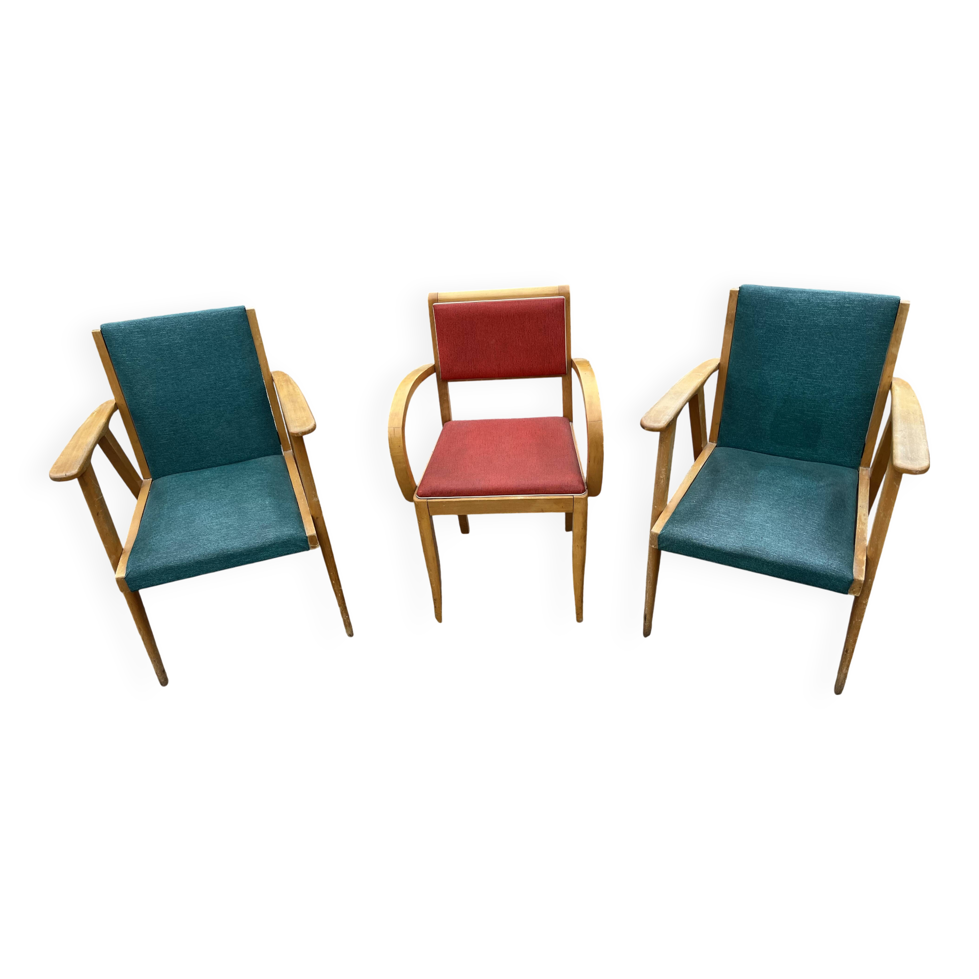 Set of 3 vintage 50s armchairs – Scandinavian design