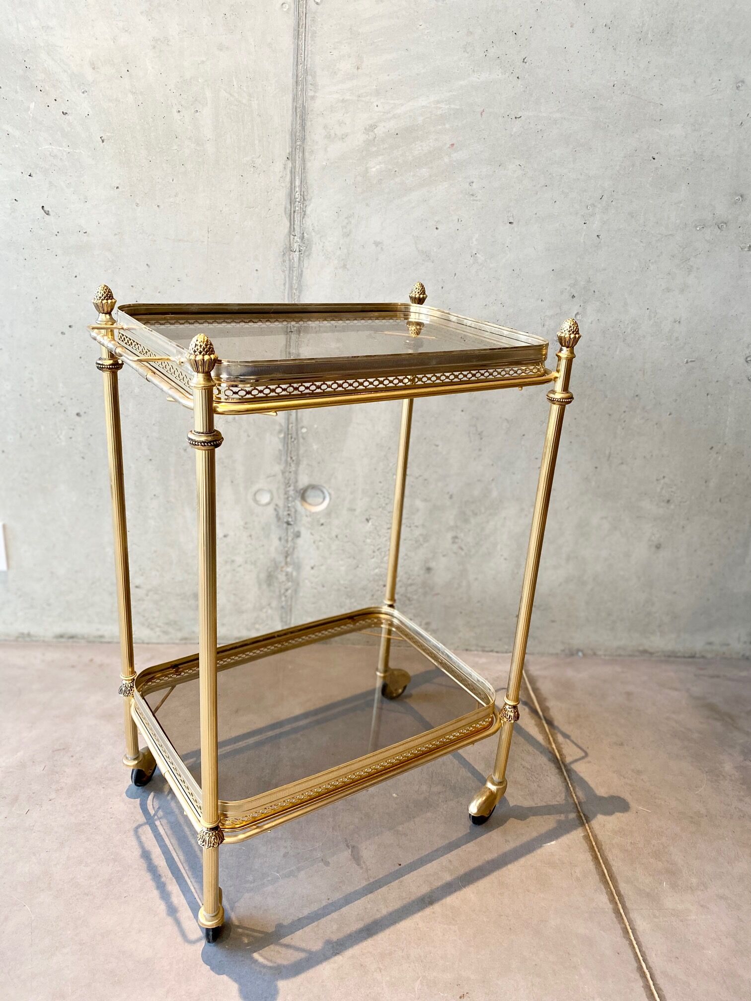 Gilded brass table and glass