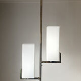 Suspension Arlus en laiton brut et opaline satin.
