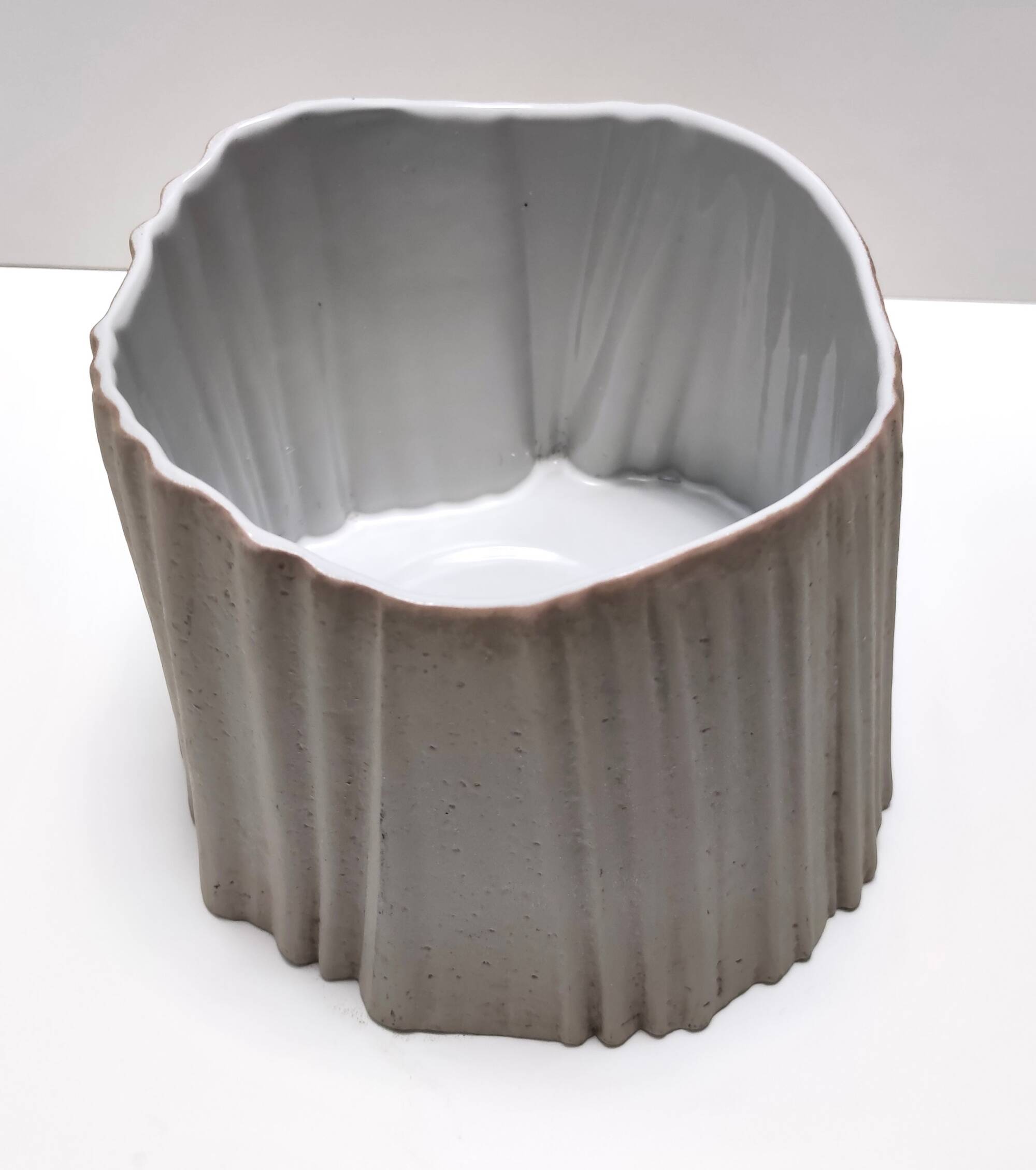 Irregular Shaped Grey Earthenware Vase by Rosenthal, Italy