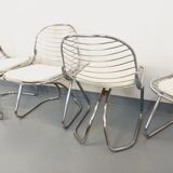 Set of 4 vintage Italian Gastone Rinaldi style chairs in chrome metal