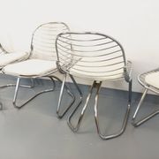 Set of 4 vintage Italian Gastone Rinaldi style chairs in chrome metal