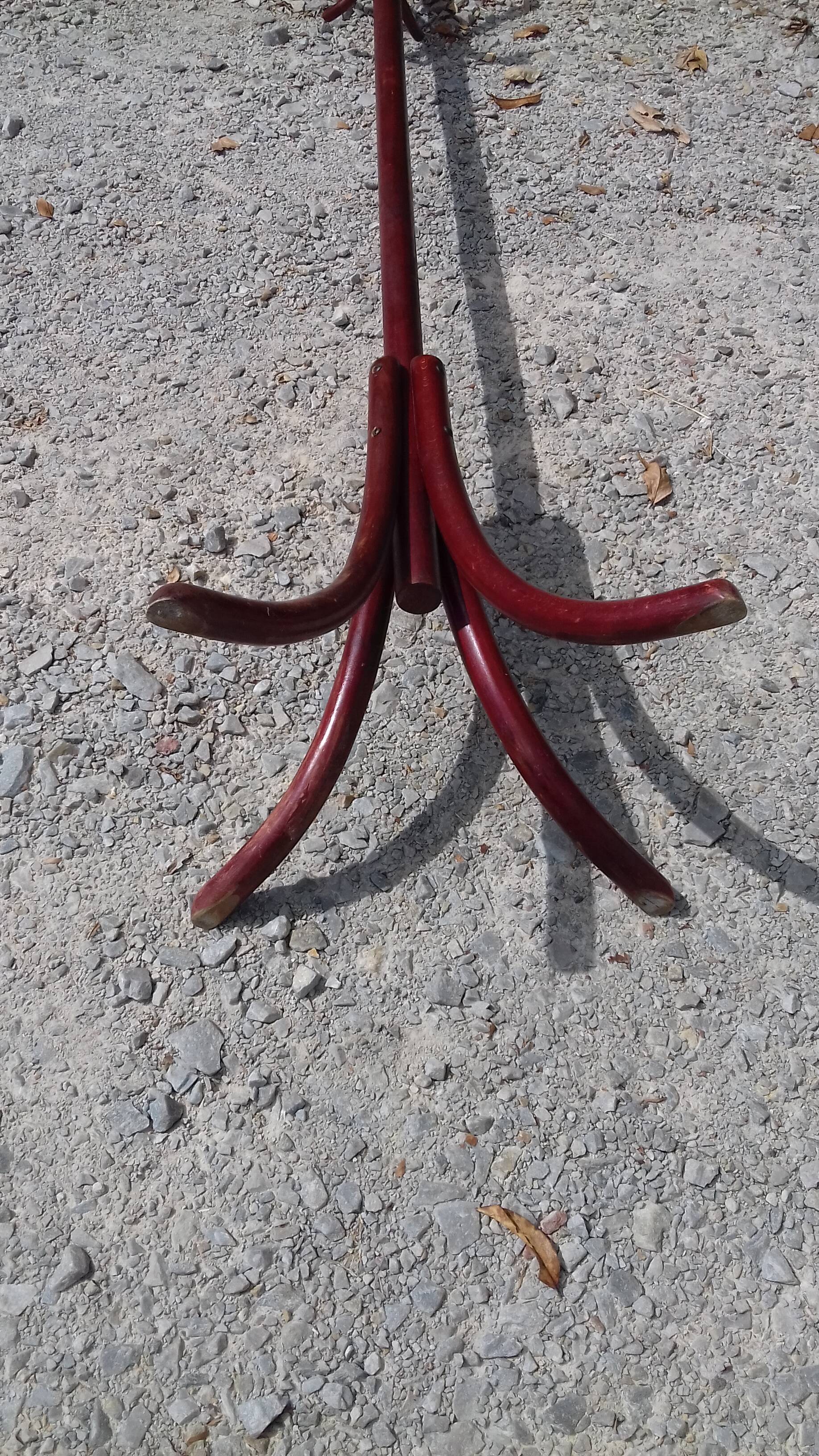 Wooden coat rack 5 vintage hooks