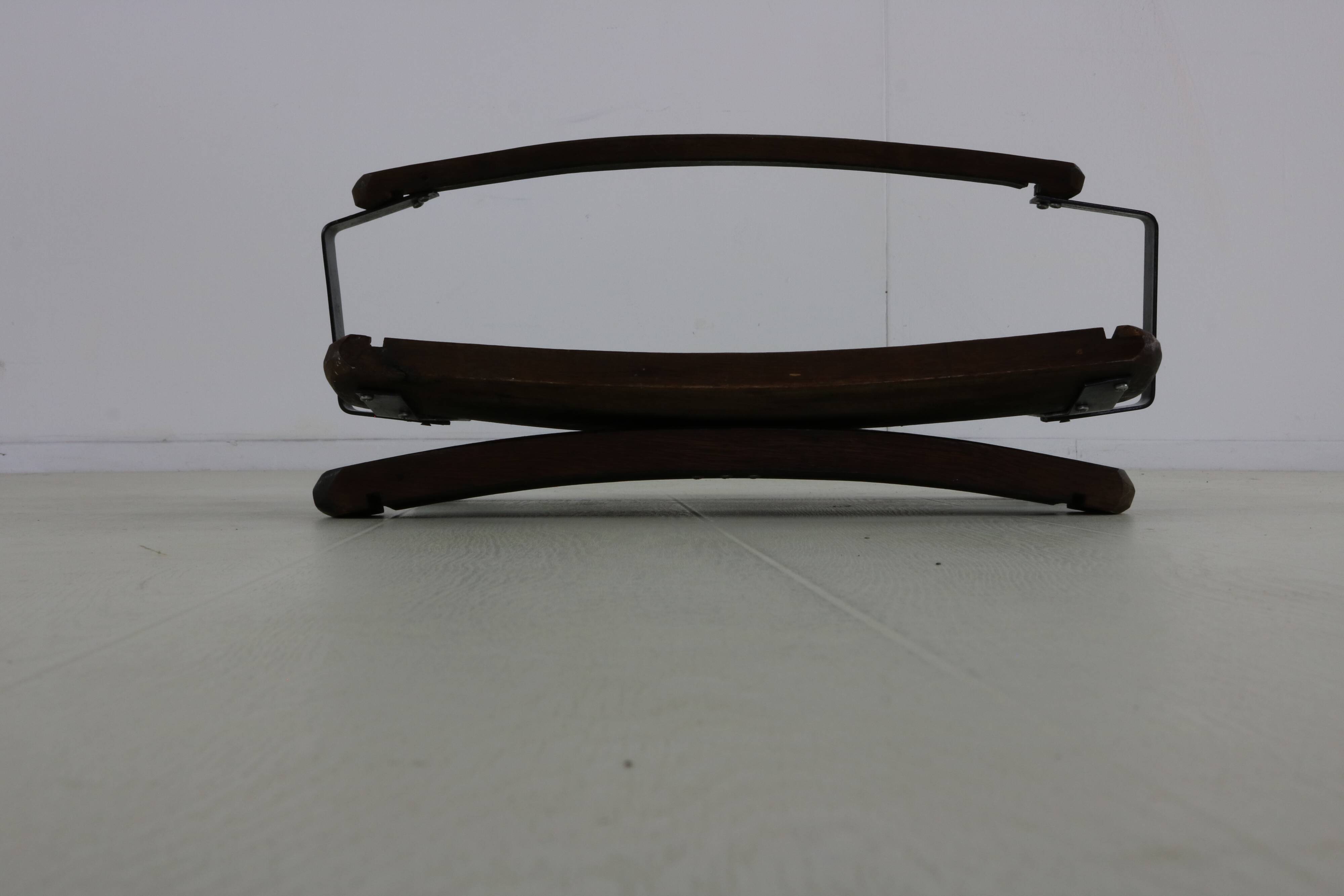 Seventies brutalist design wood basket