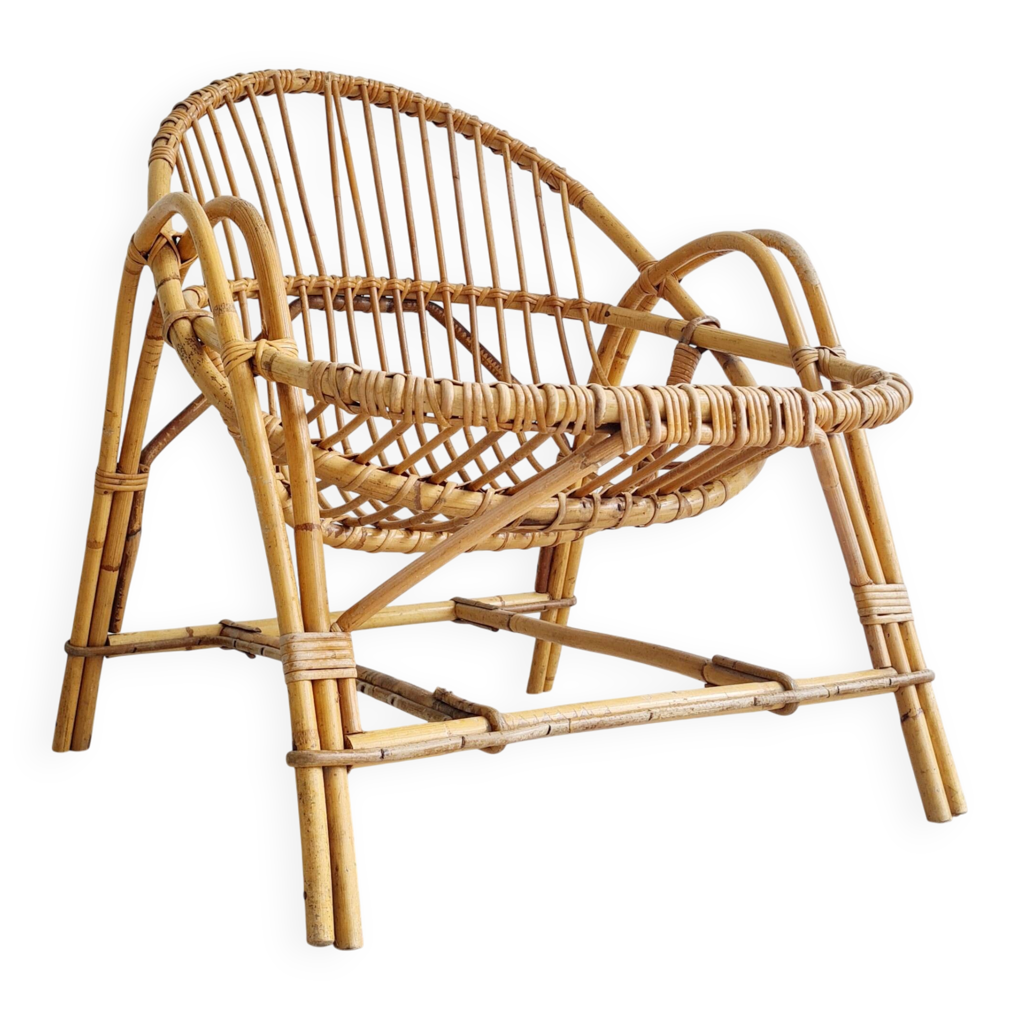Rattan basket chair, 1960s