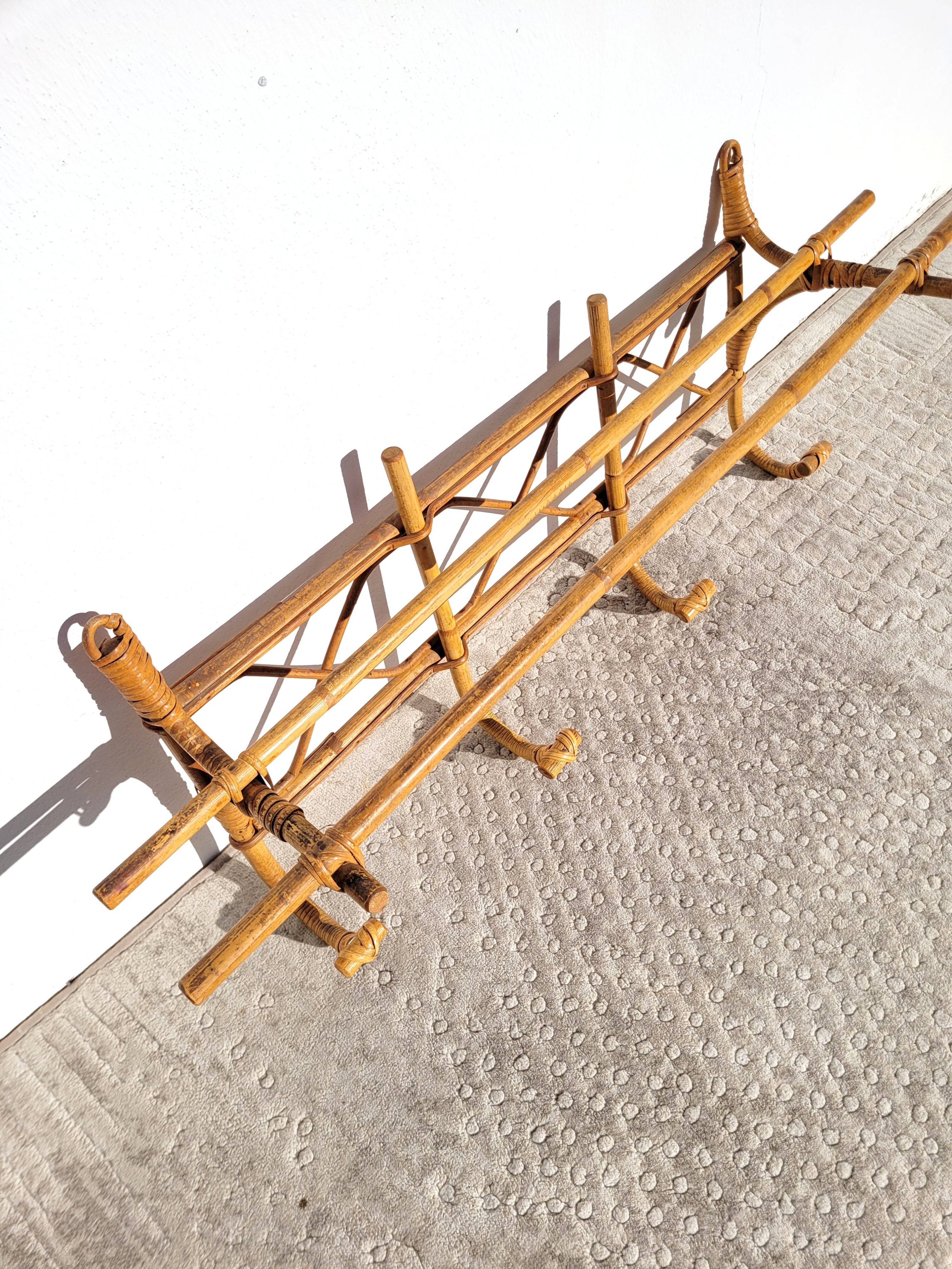 Rattan wall coat rack 1960