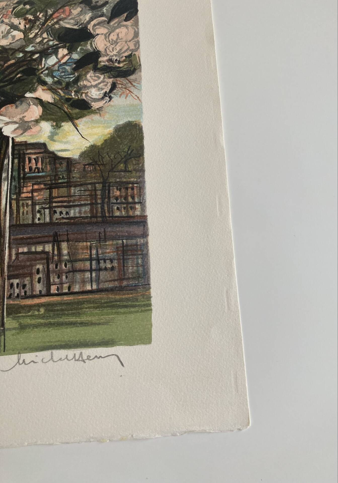 Numbered and signed lithograph by Michel Henry - Urban landscape - Paris