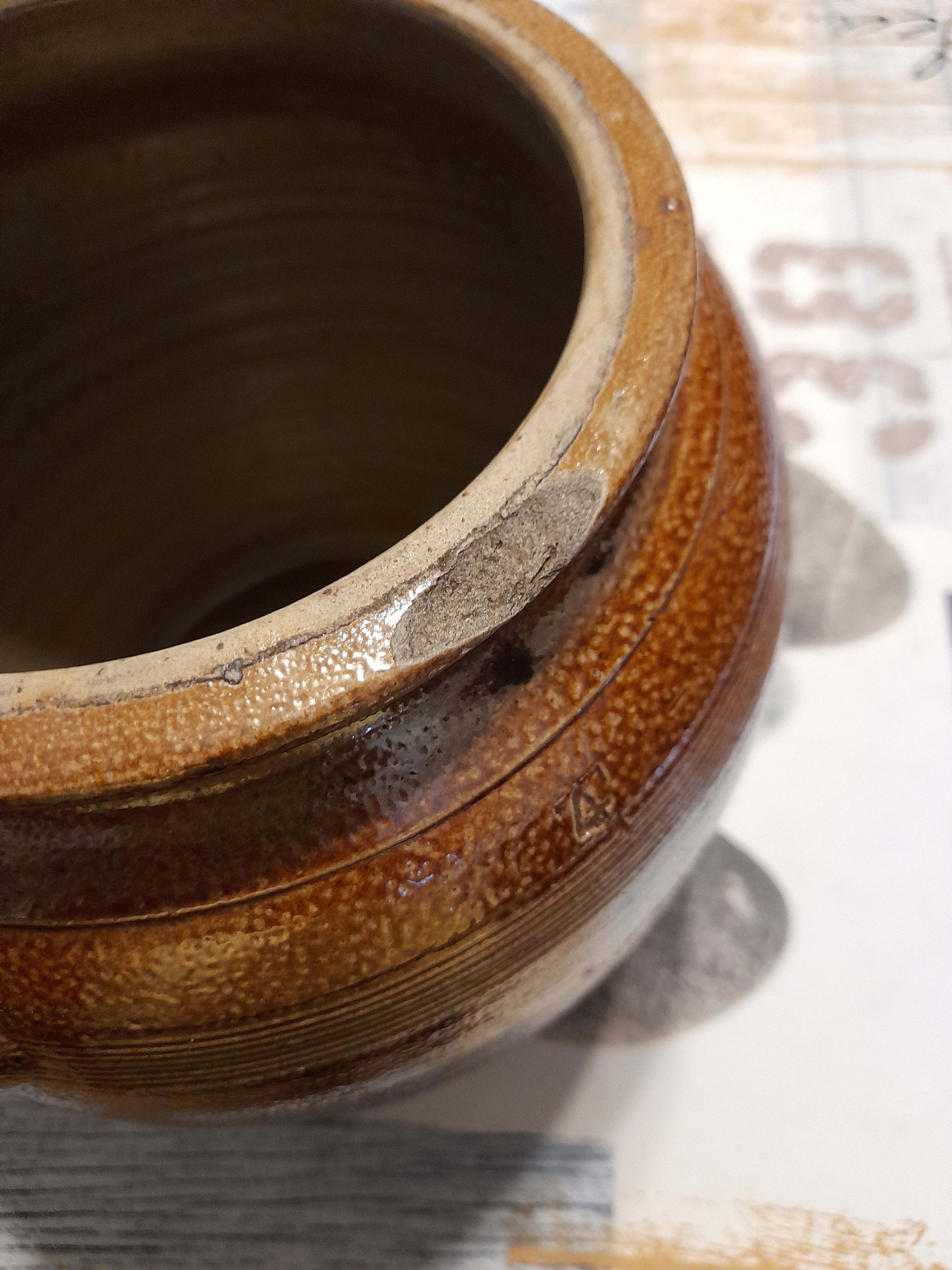 Enamelled terracotta jar