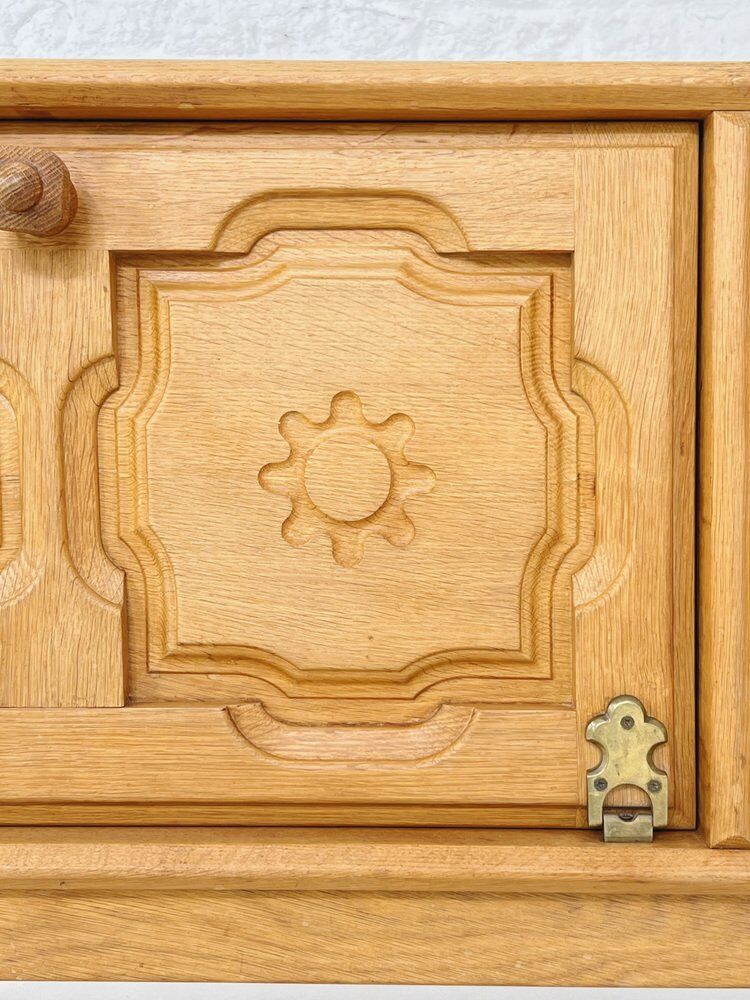 Small oak and leather enfilade by Guillerme and Chambron