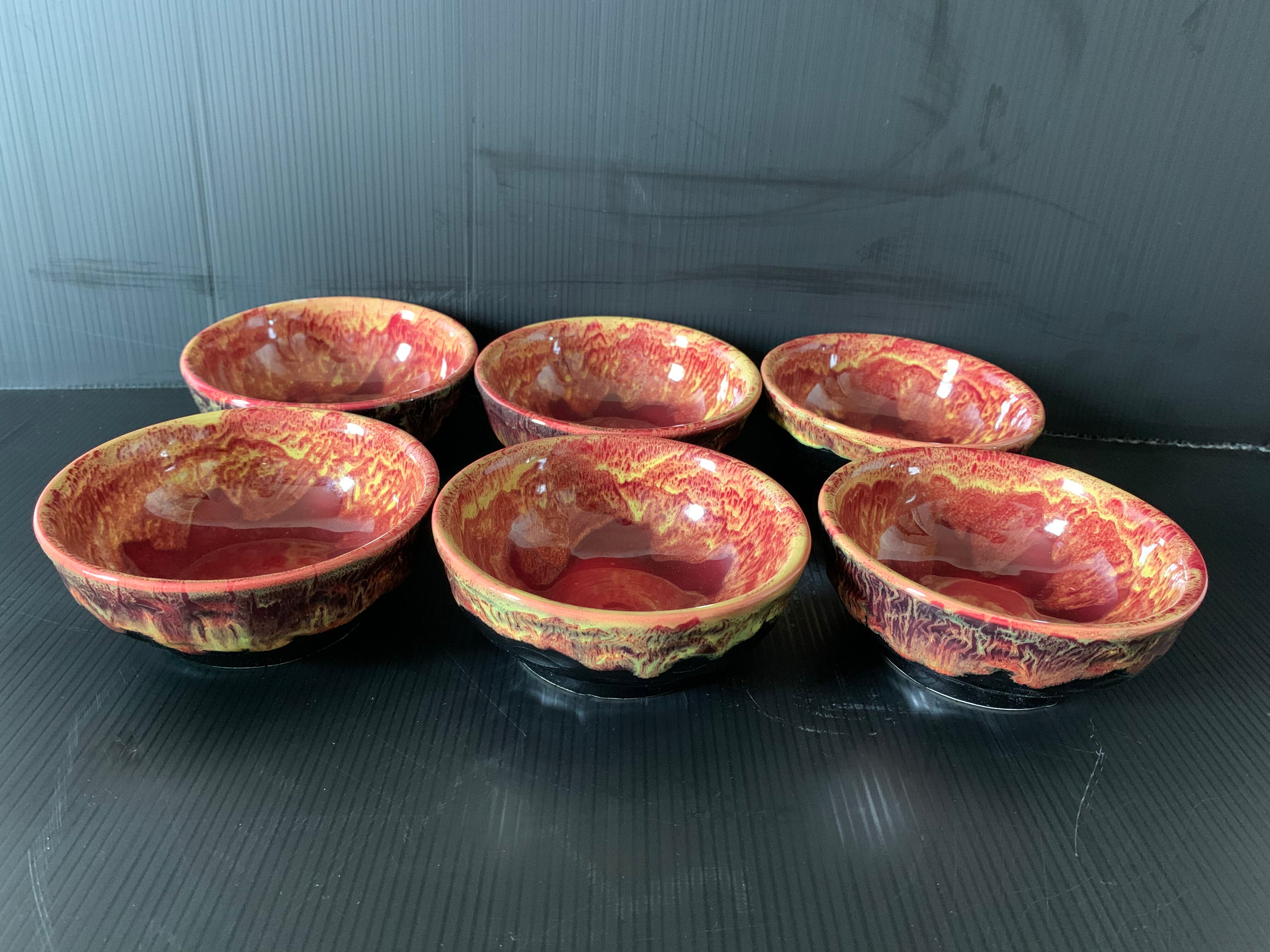 6 Morvan earthenware cups