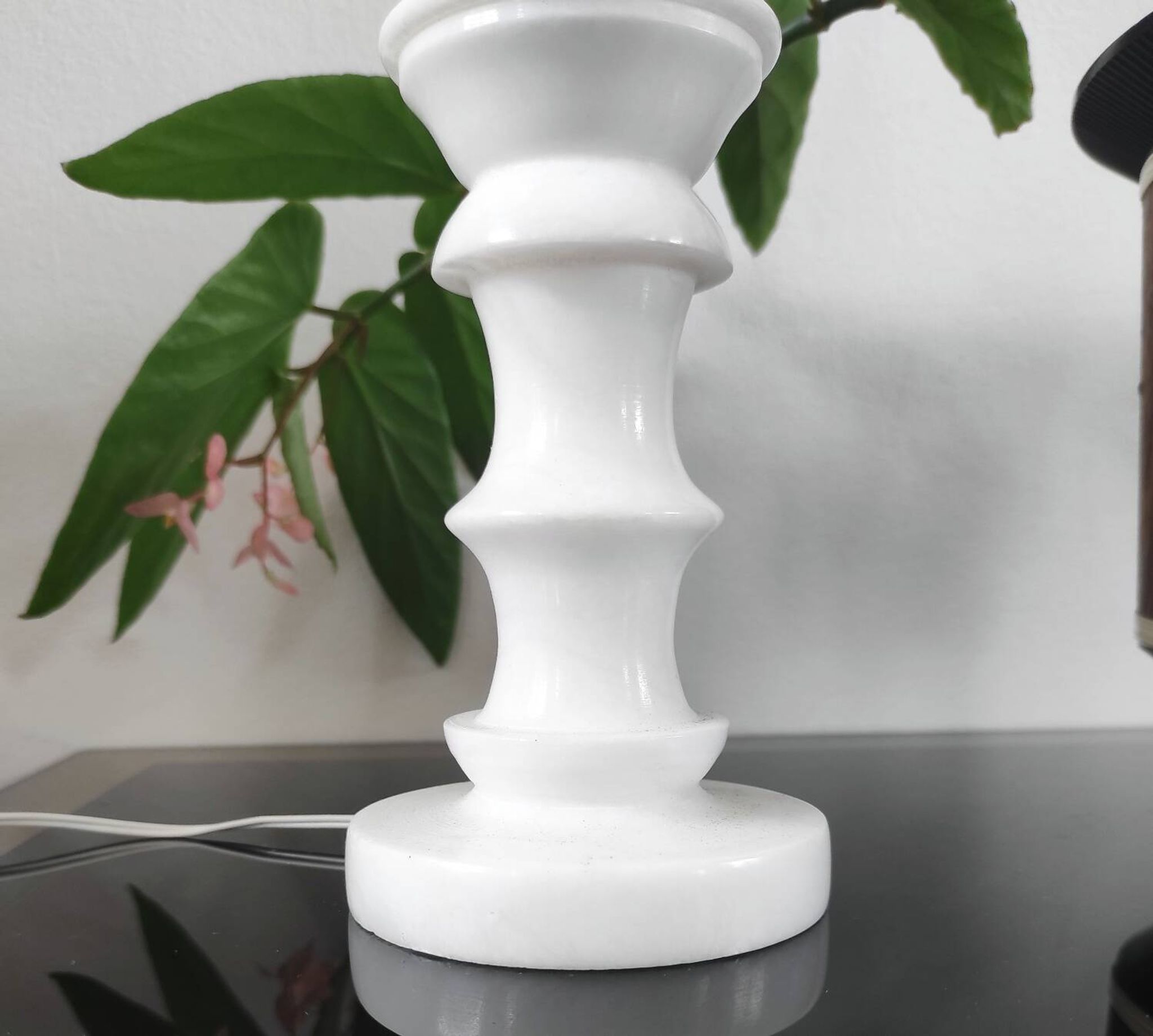 Vintage lamp base in white marble