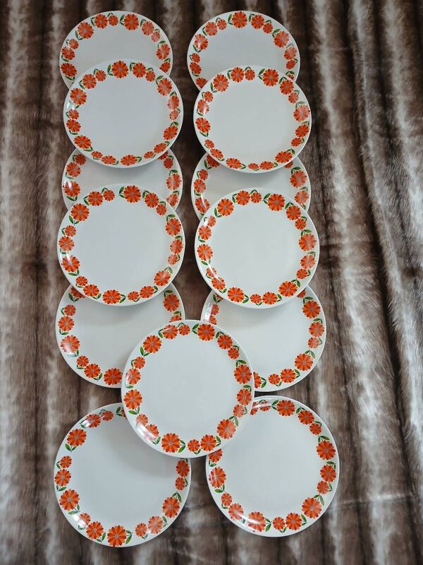 13 assiettes plates vintages Moulin des Loups