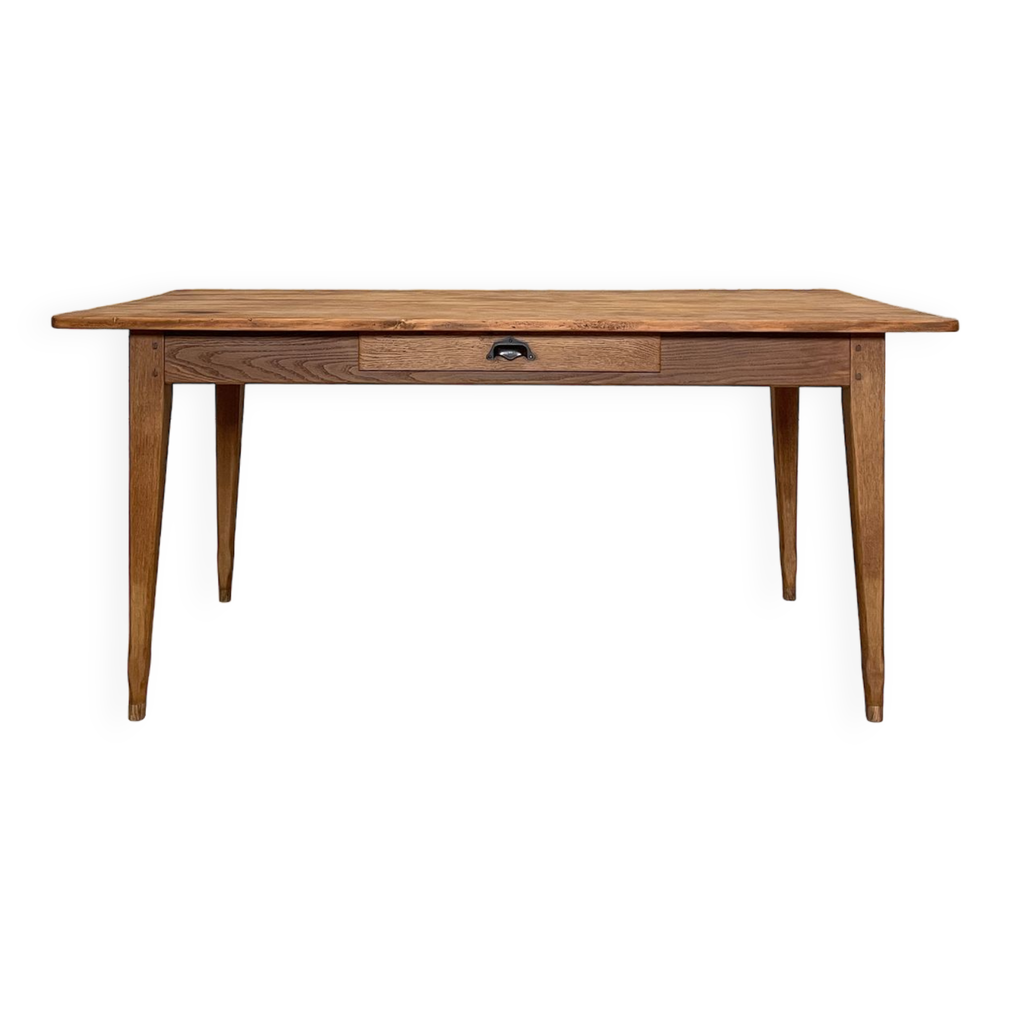 Vintage farmhouse table with spindle legs.