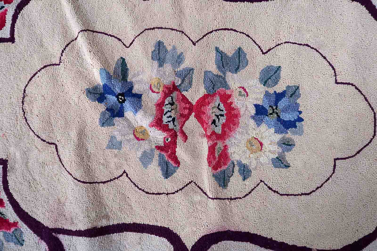 Old American carpet handmade, 76cm x 117cm 1900s